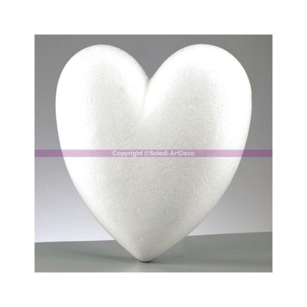 Coeur bombé en polystyrène, Largeur 15 cm, Épaisseur 3 cm, Fond plat - Photo n°1