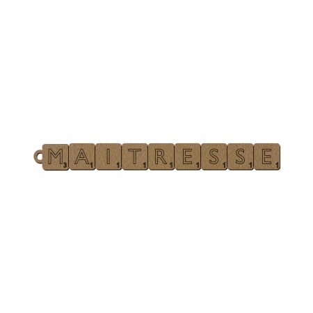 Porte clé en bois - Maitresse - 10 x 1 cm