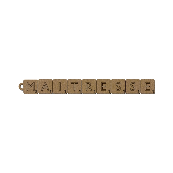 Porte clé en bois - Maitresse - 10 x 1 cm - Photo n°1