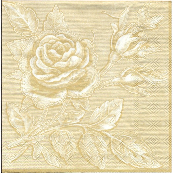 4 Serviettes en papier Fleur Rose dorée Format Lunch Decoupage Decopatch 13305285 Ambiente - Photo n°1