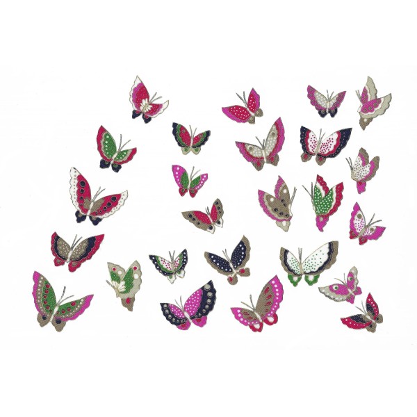 25 Patch Thermocollants Tissu Papillons Appliques à repasser Scrapbooking ou Couture - Photo n°1