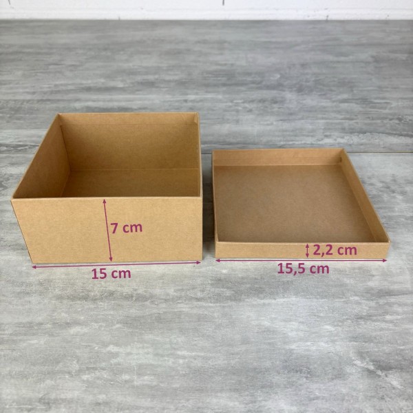 Lot de 5 grandes boites carrées hautes avec couvercle en carton, coté 15,5cm et 7,5cm de haut - Photo n°3
