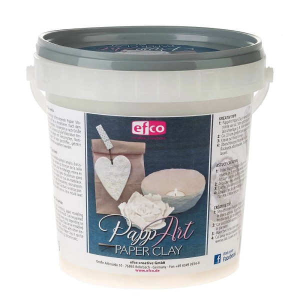 Pot de 900 gr de pâte mâché papier blanc, PappArt Paper Clay prêt à l'emploi, multi-surfaces, sèche - Photo n°1