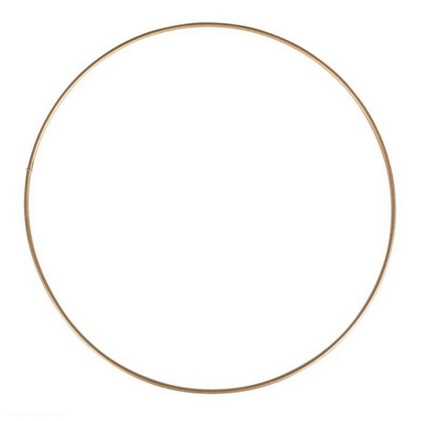 Grand Cercle métallique doré ancien, diam. 50 cm pour abat-jour, Anneau epoxy or Attrape rêves - Photo n°2