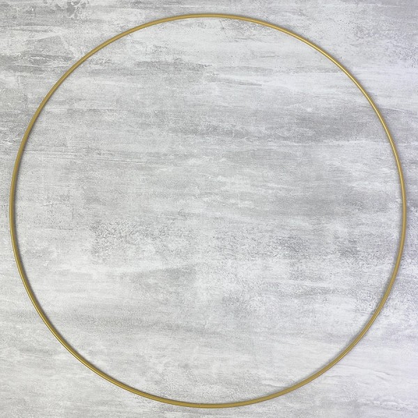 Grand Cercle métallique doré ancien, diam. 50 cm pour abat-jour, Anneau epoxy or Attrape rêves - Photo n°1