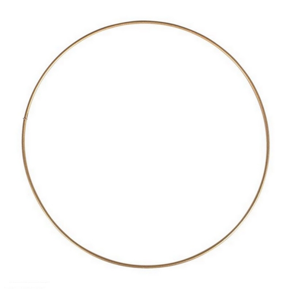 Cercle métallique doré ancien, diam. 40 cm pour abat-jour, Anneau epoxy or Attrape rêves - Photo n°2