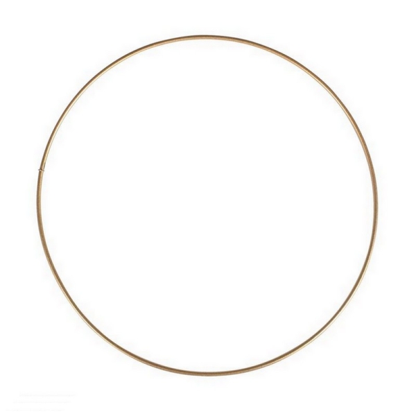 Cercle métallique doré ancien, diam. 30 cm pour abat-jour, Anneau epoxy or Attrape rêves - Photo n°2