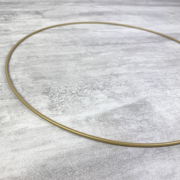 Cercle métallique doré ancien, diam. 30 cm pour abat-jour, Anneau epoxy or Attrape rêves - Photo n°3