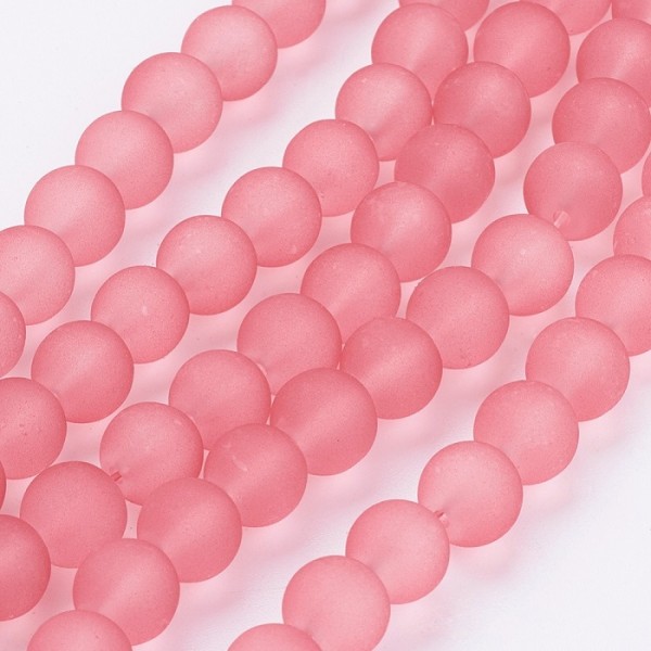 Perles en verre dépoli 8 mm saumon foncé x 20 - Photo n°1