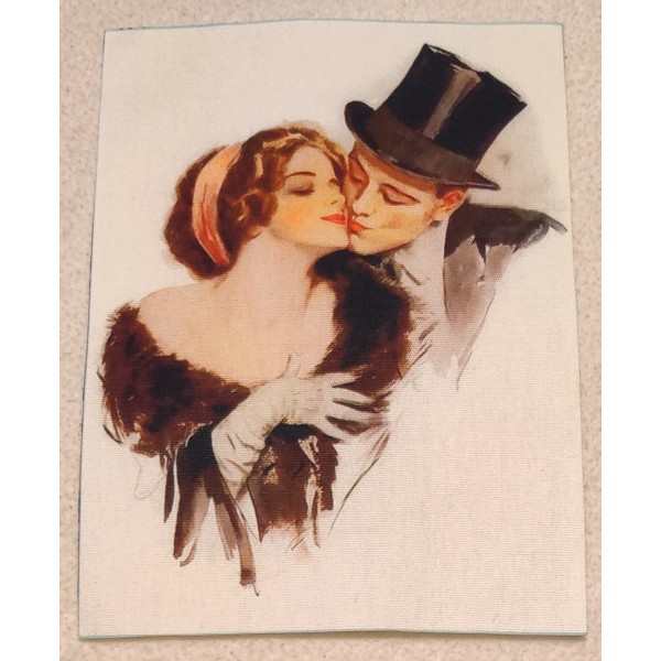 Coupon tissu - homme et femme romantique  - coton épais - 15x20cm - Photo n°1
