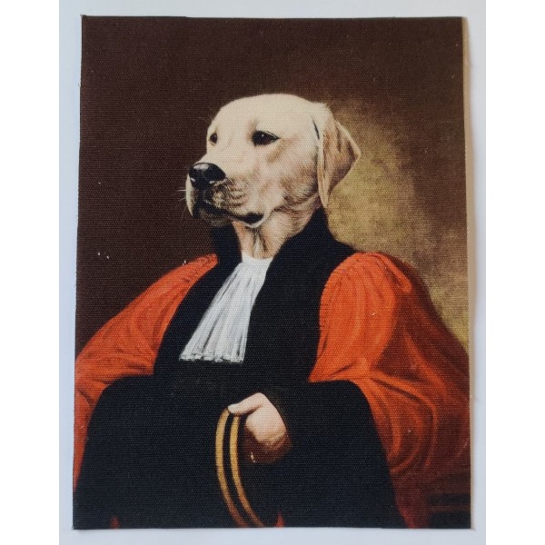Coupon tissu - tête de chien labrador magistrat - coton épais - 15x20cm - Photo n°1