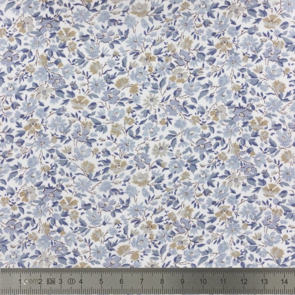 Tissu Liberty of london – HANNAH ROSE - petite fleur bleu - coton - 10cm / laize - Photo n°1