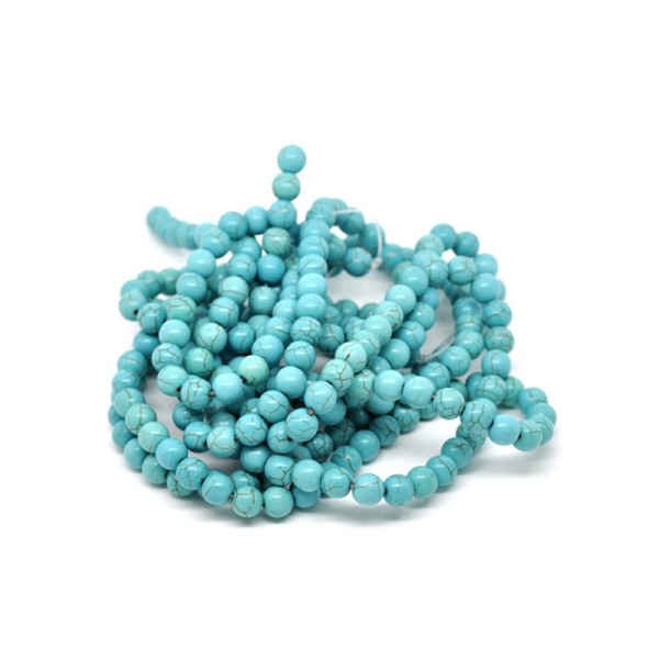 50 Perles en Howlite Turquoise Rond 8mm - Photo n°1
