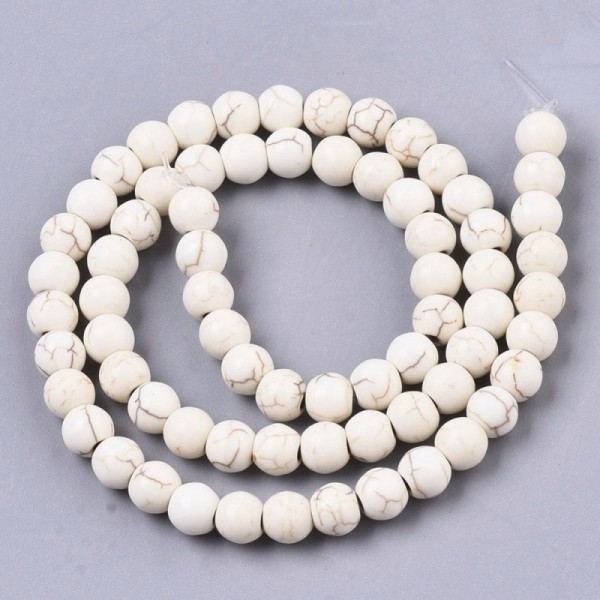 55 Perles howlite naturel en pierre 6 mm - Photo n°1