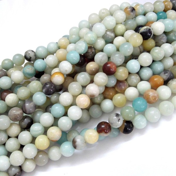 60 Perles en amazonite naturelle 6mm - Photo n°1