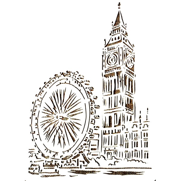 POCHOIR PLASTIQUE 30*21cm : monument - la tour horloge du palais de Westminster - Photo n°1