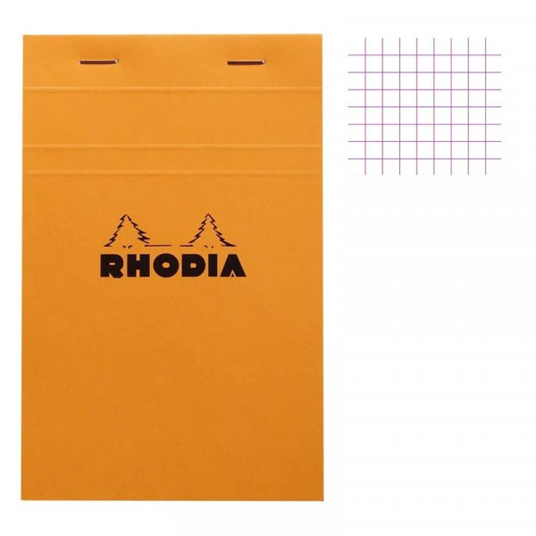 Bloc notes - A4 - 21x29,7 cm - Petits Carreaux - 80 feuilles - Orange - Rhodia - Photo n°1