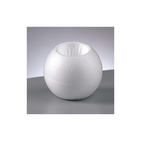 Bougeoir en polystyrène, Boule de Noël de diamètre 8 cm en Styro blanc - Photo n°1
