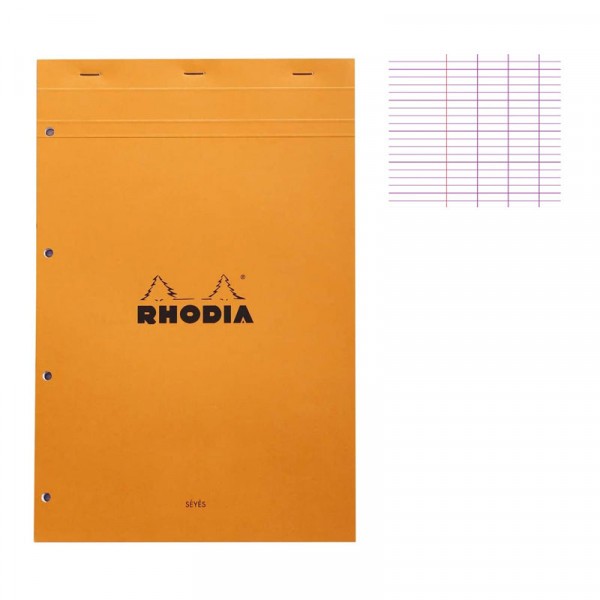 Bloc notes - A4 - 21x29,7 cm - Grands Carreaux - 80 feuilles - Orange - Rhodia - Photo n°1