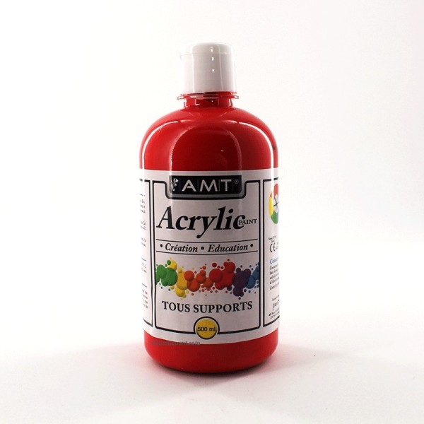Peinture Acrylique en bouteille rouge 500ml - Amt - Photo n°1