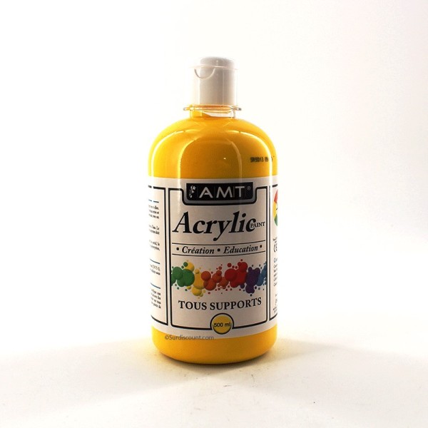 Peinture Acrylique en bouteille jaune 500ml - Amt - Photo n°1
