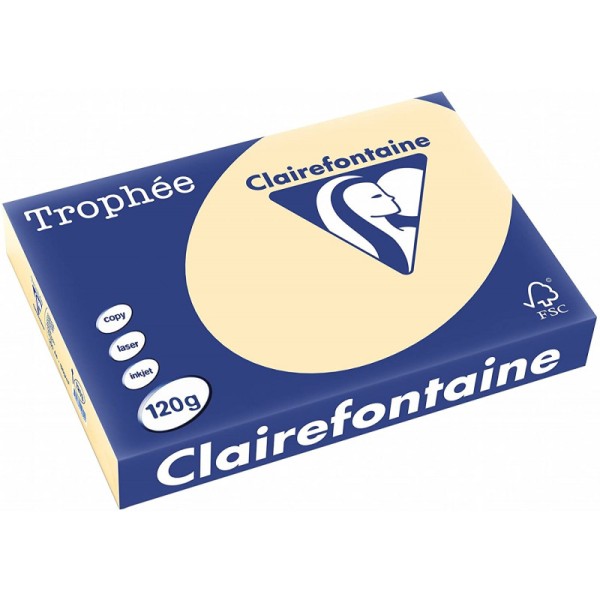 250 Feuilles A4 - 120G - Couleurs Pastels - Chamois - Trophée Clairefontaine - Photo n°1