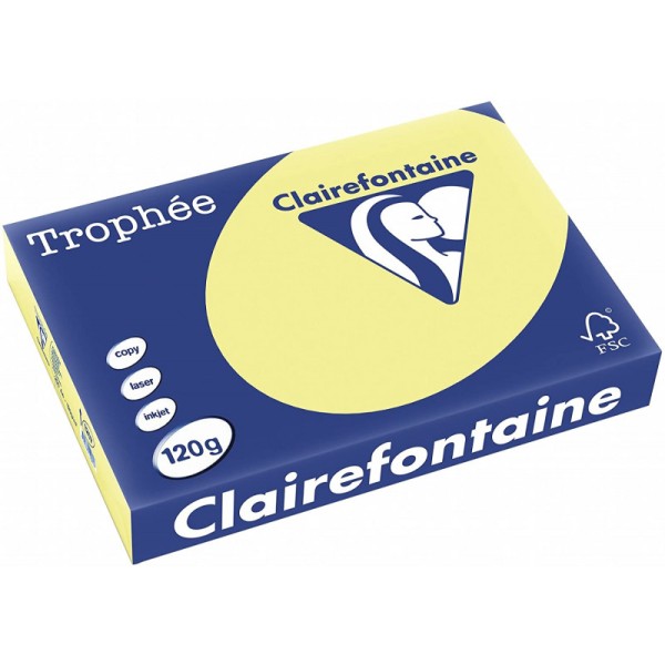 250 Feuilles A4 - 120G - Couleurs Pastels - Jonquille - Trophée Clairefontaine - Photo n°1