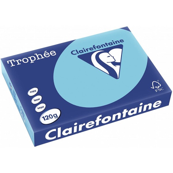 250 Feuilles A4 - 120G - Couleurs Pastels - Bleu Alizé - Trophée Clairefontaine - Photo n°1