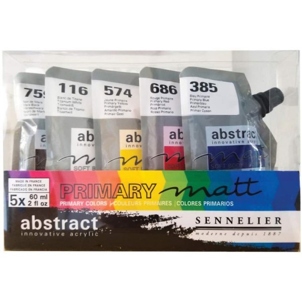 Set Peinture Acrylique en sachet - couleurs primaires mat - Sennelier - Photo n°1