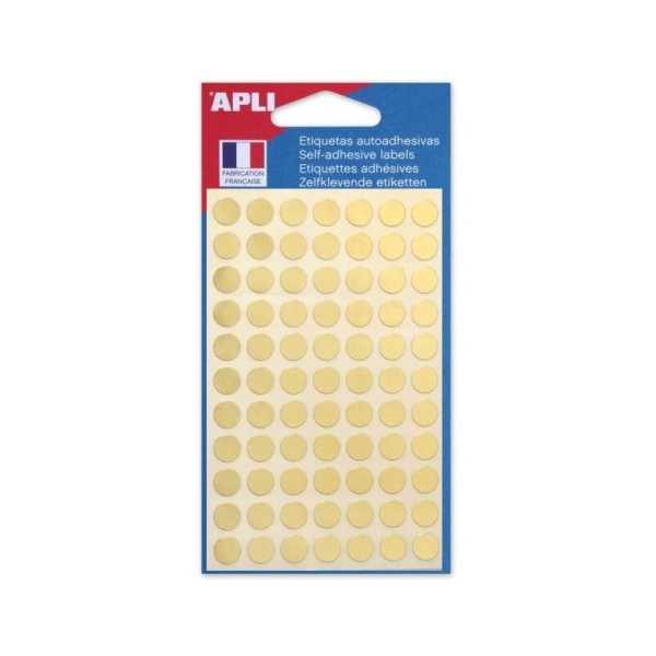 Pochette de 308 pastilles dorées - 8 mm - Adhésif permanent - Écriture manuelle - Photo n°1