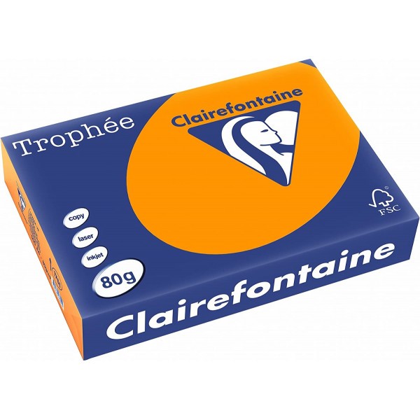 500 Feuilles A4 - 80G Orange vif - Trophée Clairefontaine 1761C - Photo n°1