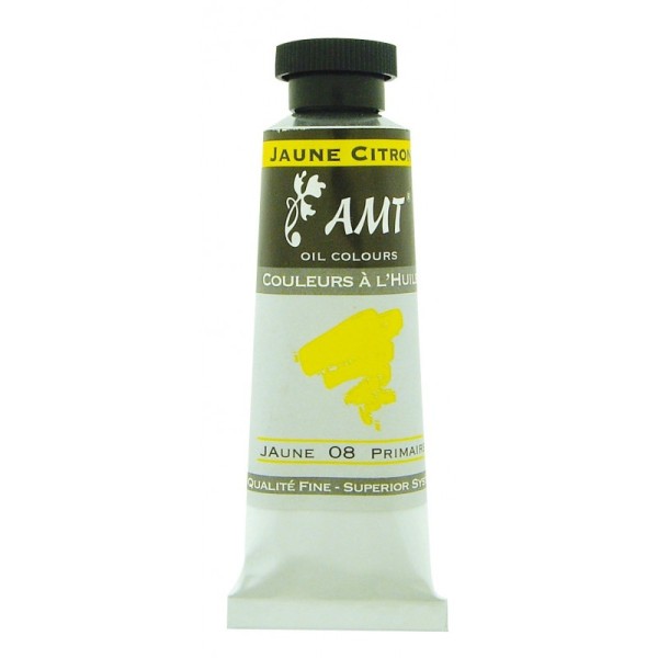 Peinture à l'huile fine en tube jaune citron 45ml - Amt - Photo n°1