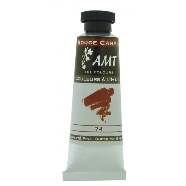 Peinture à l'huile fine en tube rouge carmin 45ml - Amt - Photo n°1