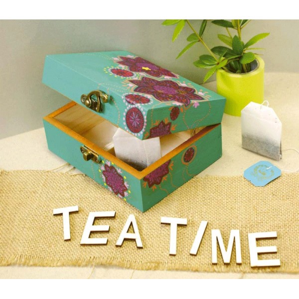 Petite boite à thé - 2 compartiments - Bois - A décorer - 14,5 x 11 x 7cm - Photo n°2