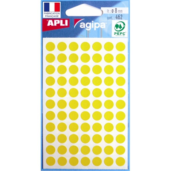 Pochette de 462 pastilles jaunes - 8 mm - Adhésif permanent - Écriture manuelle - Photo n°1