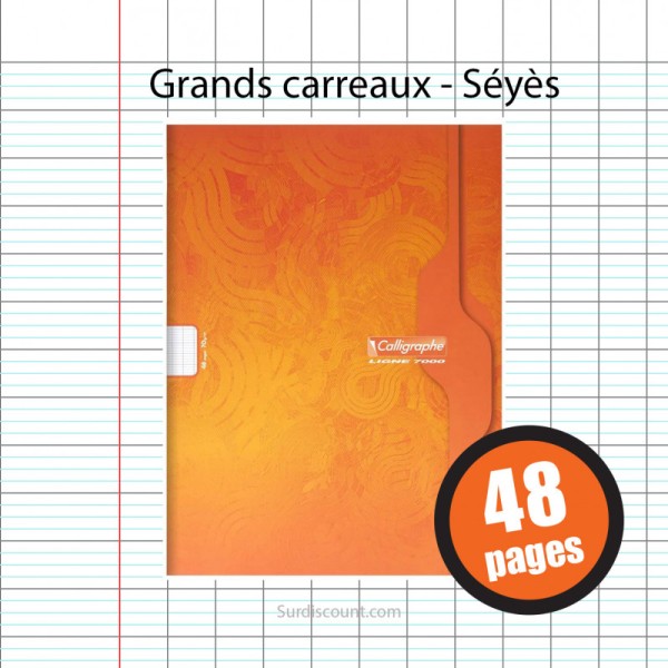 Cahier Piqûre 24X32 48P Grands Carreaux Seyes 70G Calligraphe - Photo n°2