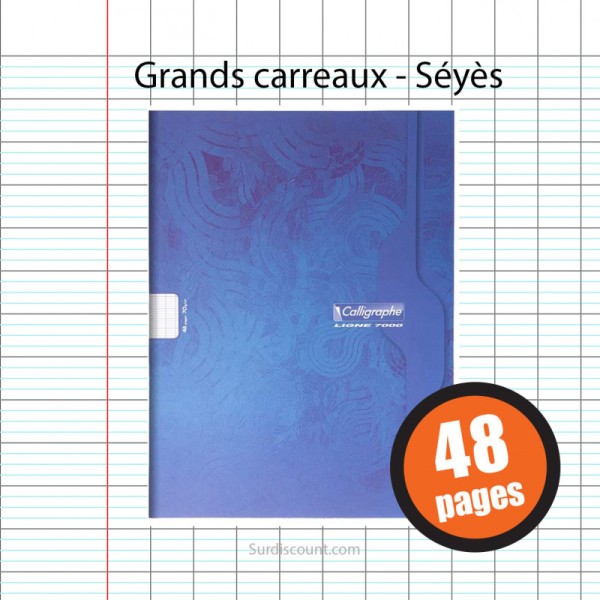 Cahier Piqûre 24X32 48P Grands Carreaux Seyes 70G Calligraphe - Photo n°1