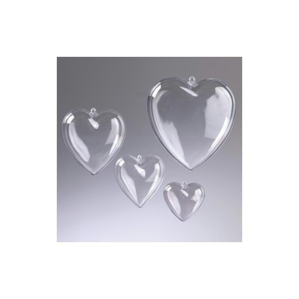Coeur en plastique cristal transparent séparable, Contenant sécable de 6cm - Photo n°1