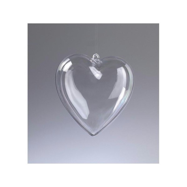 Coeur en plastique cristal transparent séparable, Contenant sécable de 10 cm - Photo n°1