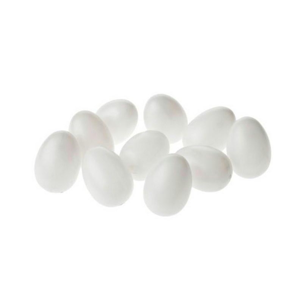 Lot de 10 Oeufs de Pâques, plastique blanc, hauteur 6 cm, à décorer - Photo n°1