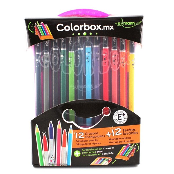 Colorbox Boîte De 12 Crayons Triangulaires De Couleur Et 12 Feutres Lavable Ulmann - Photo n°3