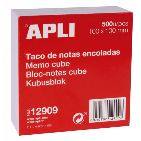 Bloc-notes cube 100 x 100 mm 500 feuilles blanc - Apli - Photo n°1