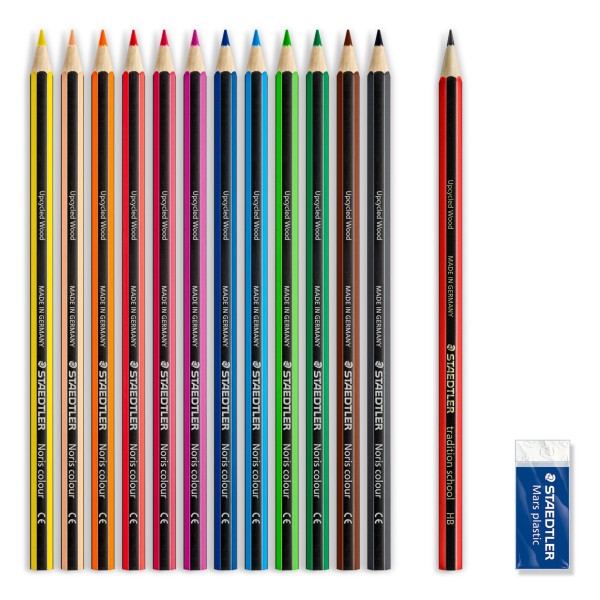 12 crayons de couleur - Gomme blanche - Crayon graphite - Noris Club - Staedtler - Photo n°2