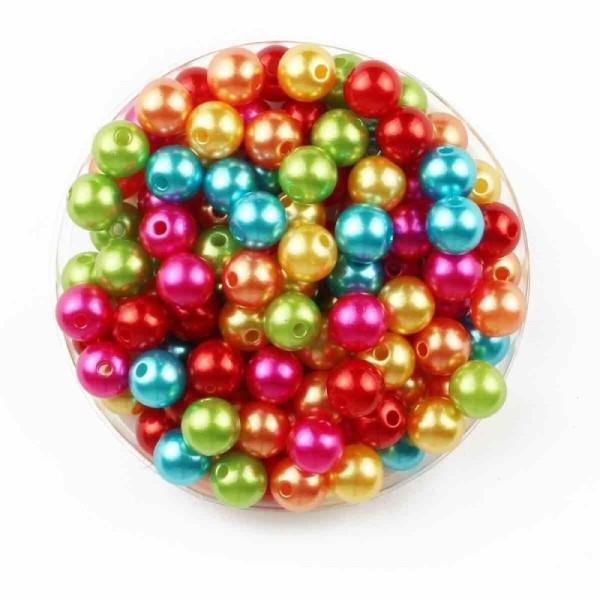 130 Perles Plastiques Nacrées Vives - Ctop - Photo n°1