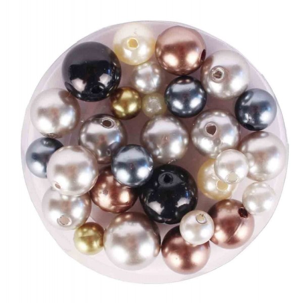 130 Perles Plastique Nacrées Assorties - Ctop - Photo n°1