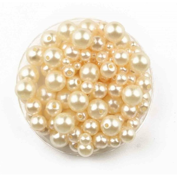 130 Perles Plastique Nacrées Blanc - Ctop - Photo n°1