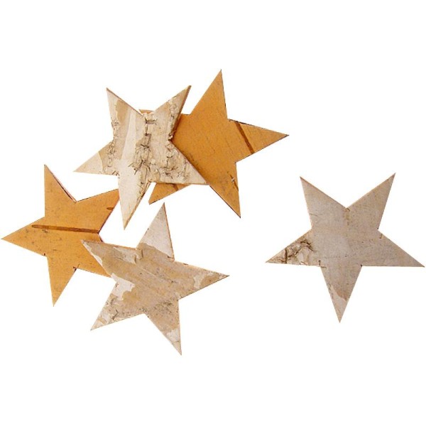 Lot 10 étoiles en bois écorce de bouleau - Photo n°1