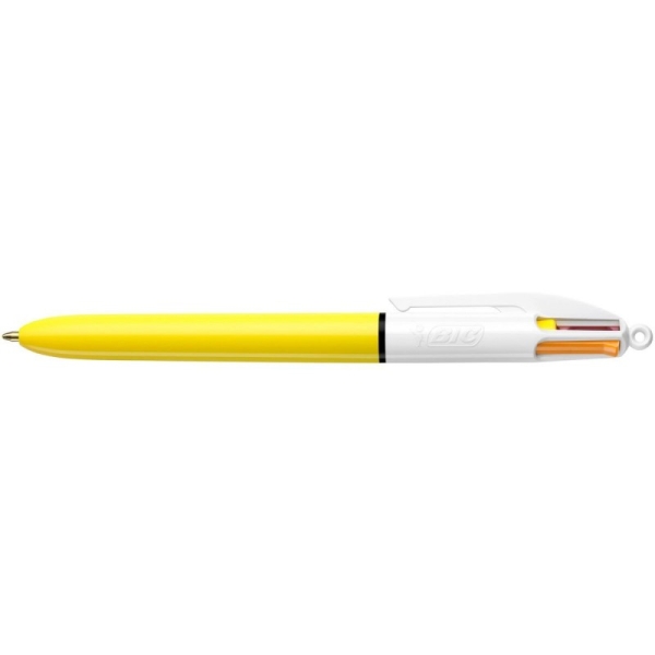 Stylo - 4 Couleurs - Pointe Moyenne - Bic - Corps Jaune - Photo n°1