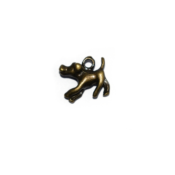Breloque chien 17x15mm bronze - Photo n°1