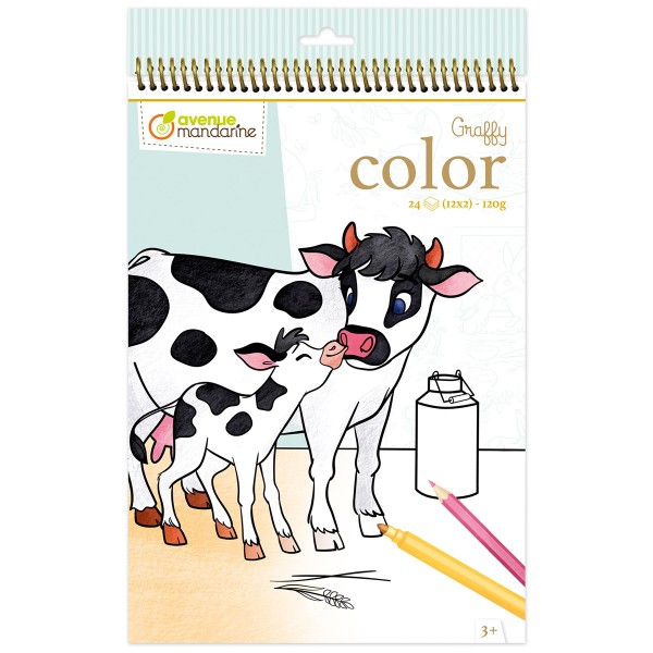 Carnet de coloriage Graffy Color - Animaux de la ferme - 24 feuilles - Photo n°1